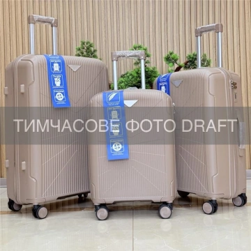 Набір валіз 2E, M7978, поліпропілен, (L+M+S), блискавка anti theft, 4 колеса, кодовий замок, хакі (2E-PP-M7978-SET3-KH)