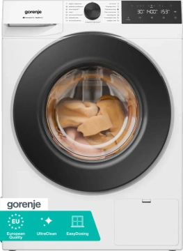 Пральна машина Gorenje фронтальна, 8кг, 1400, A++, 46см, дисплей, пара, Wi-Fi, білий (WG4S84B1)