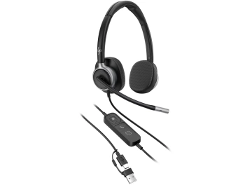 Гарнітура комп'ютерна стерео On-ear HP Poly Mission 625, USB-A, USB-C, 2 x Uni-mic, AI noise reduction, Teams, Zoom, Google Meet, чорний (C01C6AA)