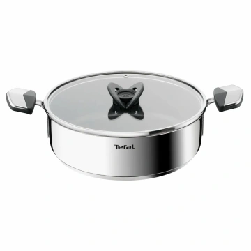 Сотейник Tefal Excellence+, з кришкою, 26см, нержавіюча сталь, скло, бакеліт, чорний (E3337145)