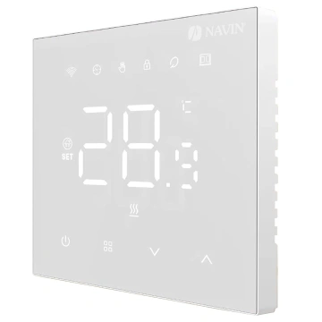 Терморегулятор Navin WT410W-16A 5...35 °C для теплої підлоги електронний Wi-Fi Tuya, Smart Life вбудований дротовий датчик 16A 230В білий (24-160273-8686)