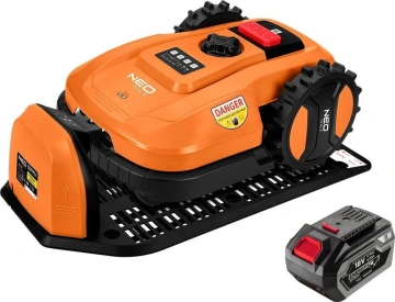 Газонокосарка-робот акумуляторна Neo Tools Energy+ 18В 1х6.0А·год 20-60мм 67дБ 600м2 3100об/хв кабель 100м IPX5 6.94кг (04-621P)