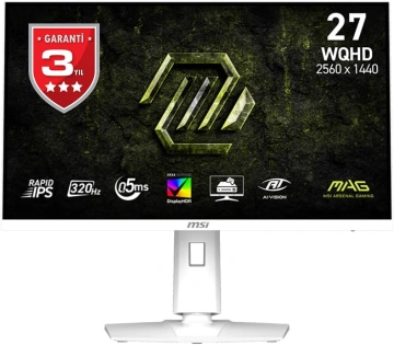 Монітор MSI 27" MAG 274QRFW-X32 2xHDMI, DP, Audio, IPS, 2560x1440, 320Hz, 0.5ms, sRGB 129%, FreeSync, Pivot, HDR400, білий (9S6-3CE49H-028)