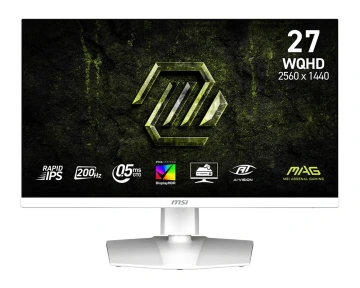 Монітор MSI 27" MAG 274QRFW-E20 2xHDMI, DP, Audio, IPS, 2560x1440, 200Hz, 0.5ms, sRGB 124%, AdaptiveSync, Pivot, HDR400, білий (9S6-3CF99T-001)
