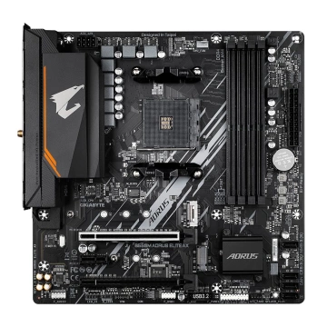 Материнська плата GIGABYTE B550M AORUS ELITE AX sAM4 B550 4xDDR4 M.2 Wi-Fi HDMI DP mATX (B550M_AORUS_ELITE_AX)