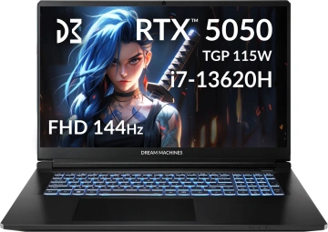Ноутбук Dream Machines RG5050-17 17.3FHD IPS, Intel i7-13620H, 32GB, F1TB, NVD5050-8, DOS, чорний (RG5050-17UA31)