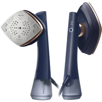 Відпарювач-праска Philips OneTurn, 1800Вт, 200мл, паровий удар -90гр, поворот для зміни типу девайса, алюміній, синій (GC215/20)