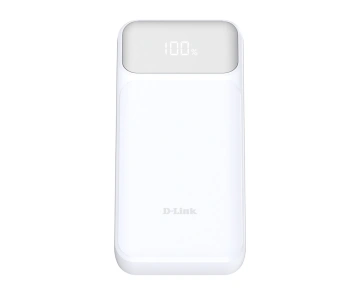 Акумулятор портативний літій-іонний Power Bank D-Link 20000мА*год, 65Вт PD 3.0, QC 3.0, 2xUSB-C, 1xUSB-A з дисплеєм, білий (DPP-201)