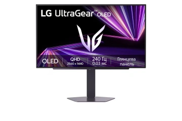 Монітор LG 27" 2xHDMI, DP, USB, OLED, 2560x1440, 240Hz, 0.03ms, DCI-P3 98.5%, G-SYNC, FreeSync, Pivot, HDR400 (27GX704A-B)