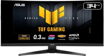 Монітор Asus 34" TUF Gaming VG34WQ5A 2xHDMI, 2xDP, 2xUSB, MM, VA, 3440x1440, 21:9, 200/400Hz, 0.5ms, DCI-P3 95%, CURVED, FreeSync, HDR400 (90LM0CP1-B01171)