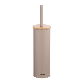 Набір щітка для унітазу з підставкою Ardesto Minimalism 9.5x27.5/38см, метал, поліпропілен, бамбук, бежевий (ARHB3503GB)