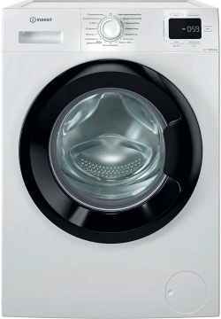 Пральна машина Indesit фронтальна, 7кг, 1200, A, 49.6см, дисплей, пара, інвертор, люк чорний, білий (IM762BMYTIMEUA)