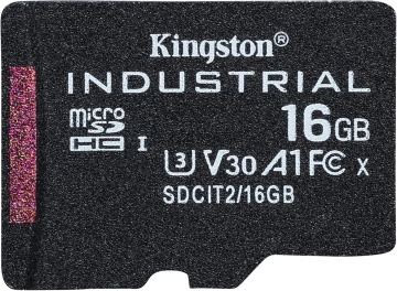 Карта пам'яті Kingston microSD  16GB C10 UHS-I U3 A2 V30 R100/W80MB/s Industrial (SDCIT2/16GBSP)