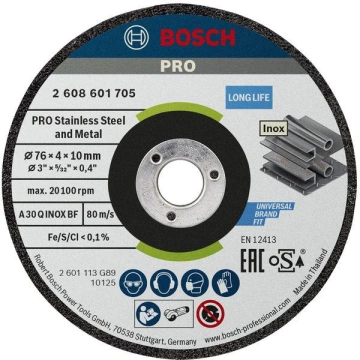 Диск відрізний Bosch Professional для нержавіючої сталі та металу 76x4x10мм 2шт (2.608.601.705)