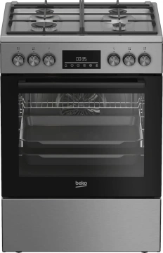 Плита Beko комбінована, 72л, 60x60см, конвекція, дисплей, телескопічна направляюча, нержавіюча сталь (FBM62330GXTN)