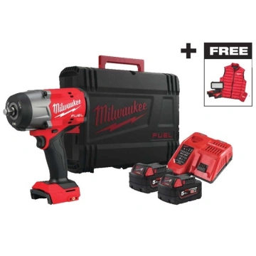 Гайковерт ударний акумуляторний Milwaukee M18 FHIWF2F12MC-502X 18В АКБ 2х5А·год 2034Нм 0-2000об/хв 1/2" ЗП M12-18FC TURBO прожектор M18 ALIS-0 жилет кейс 3.4кг (4933499452)