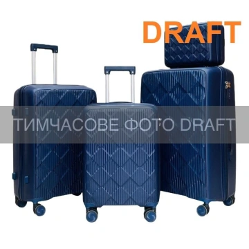 Набір валіз 2E, M7977, поліпропілен, (L+M+S), блискавка anti theft, 4 колеса, кодовий замок, темно-синій (2E-PP-M7977-SET3-DB)