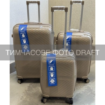 Набір валіз 2E, M6989, поліпропілен, (L+M+S), блискавка anti theft, 4 колеса, кодовий замок, хакі (2E-PP-M6989-SET3-KH)