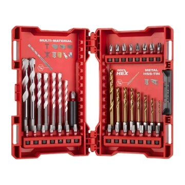 Набір біт і свердл по металу Milwaukee RedHEX TiN, сталь, кейс, 39шт (4932479853)