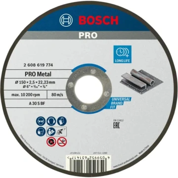 Диск відрізний Bosch Professional для металу 150x2.5x22.2мм (2.608.619.774)