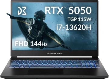 Ноутбук Dream Machines RG5050-15 15.6FHD IPS, Intel i7-13620H, 32GB, F1TB, NVD5050-8, DOS, чорний (RG5050-15UA29)