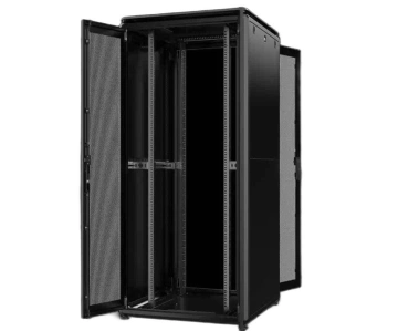 Шафа MIRSAN 19", 42U, GTN, перфоровані двері, 800x800 мм, максимально 1000 кг, чорна (MR.GTN42U88DE.01_PRF63)