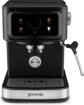 Кавоварка Gorenje ріжкова 1.5л, мелена, ручний капучинатор, чорний (ESCM15CDB)