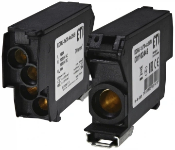 Блок розподільчий EDBJ-1x70-4x25/B (192A, 1000V AC/1500V DC, IN: 1x70, OUT: 4x25, чорний) (1102445)