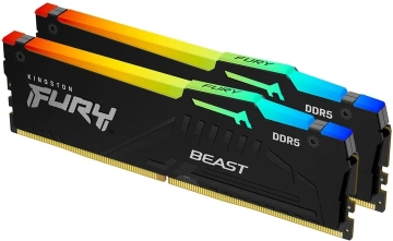 Пам'ять ПК Kingston DDR5 128GB KIT (64GBx2) 5600 FURY Beast RGB (KF556C40BBAK2-128)