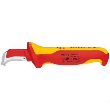 Ніж монтерський KNIPEX, діелектричний, для робіт під напругою 1000В, вигнуте лезо, 180мм, 0.068кг (98-55)