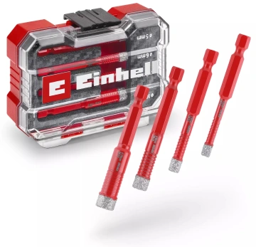 Свердло по кахелю та склу трубчате Einhell 5/6/8/10мм XS-Case набір 4шт 0.12кг (500404)