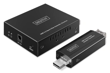 Подовжувач DIGITUS USB 3.2 Gen1, для використання з кабелем FO MM LC, до 300 м, 3 х USB-A, 1 x USB-C, чорний (DA-73122)