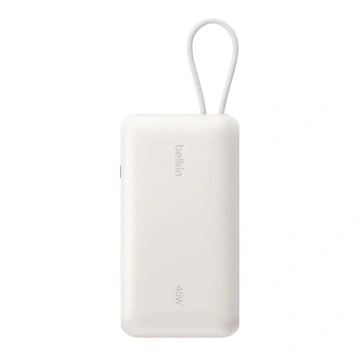 Акумулятор портативний літій-іонний Power Bank Belkin 20000мА·год, 45Вт, з інтегрованим кабелем USB-C, пісочний (BPB030HQSA)
