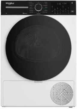 Сушильна машина Whirlpool тепловий насос, 8кг, A+++, 60см, дисплей, люк чорний, білий (WPB8XWBSUA)