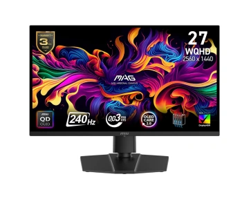 Монітор MSI 26.5" MAG 271QP QD-OLED X24 2xHDMI, DP, Audio, QD-OLED, 2560x1440, 240Hz, 0.03ms, DCI-P3 99%, AdaptiveSync, Pivot, HDR400 (9S6-3CD89T-033)
