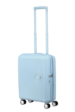 Валіза American Tourister, Soundbox, поліпропілен, мала, 55см, 35.5/41л, TSA, 4 колеса, EXP, пастельно-блакитний (32G*22001)