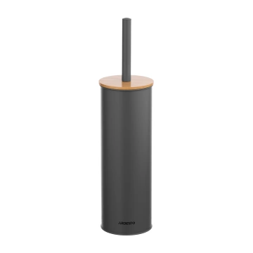 Набір щітка для унітазу з підставкою Ardesto Minimalism 9.5x27.5/38см, метал, поліпропілен, бамбук, сірий темний (ARHB3503DB)