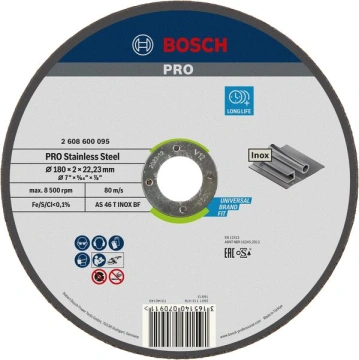 Диск відрізний Bosch Professional для нержавіючої сталі 180x2x22.23мм (2.608.600.095)