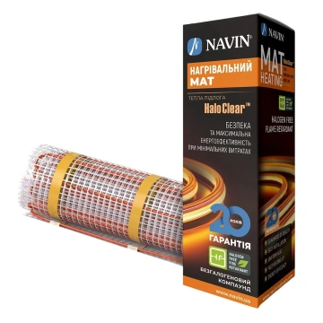 Мат нагрівальний Navin HaloClear 190/260 двожильний для систем опалення 1.3м кв, 0.5х2.6м 260Вт 230В (41-001013-0260)
