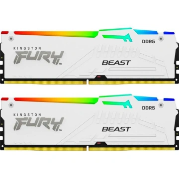 Пам'ять ПК Kingston DDR5 32GB KIT (16GBx2) 5600 FURY Beast RGB EXPO Білий (KF556C36BWEAK2-32)