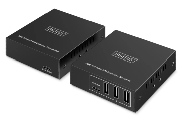 Подовжувач DIGITUS USB 3.2 Gen1, для використання з кабелем Cat6A, до 100 м, 3 х USB-A, 1 x USB-C, чорний (DA-73121)