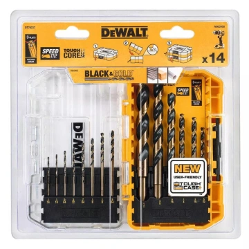 Набір свердел по металу DeWALT Black&Gold HSS-G 1-8мм, кейс, 14шт (DT70727)