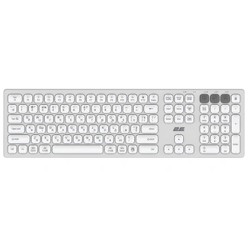 Клавіатура ножнична 2E KS270 105key, WL/BT, EN/UK/RU, сріблясто-білий (2E-KS270WBWH)
