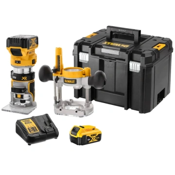 Фрезер акумуляторний DeWalt XR Li-lon 18В акб 2х5А·год цанга 6 та 8мм 16000-25500об/хв 30мм ЗП 3.05кг (DCW604P2)