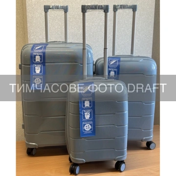 Набір валіз 2E, M6910, поліпропілен, (L+M+S), блискавка anti theft, 4 колеса, кодовий замок, блакитний (2E-PP-M6910-SET3-LB)