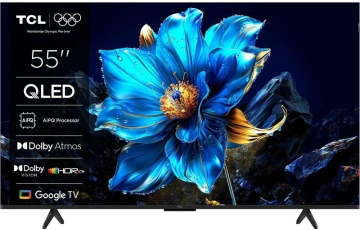 Телевізор 55" TCL QLED 4K 60Hz Smart Google TV Black (55P79K)