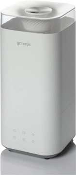 Зволожувач повітря Gorenje 5 л, 20 м2, ультразвуковий, верхня затока, LED дисплей, автовідключення, аромакапсула, холодна пара, білий (H50W)