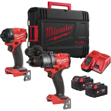 Набір із двох акумуляторних інструментів Milwaukee M18 M18FPP2A3-502X шурупокрут-дриль M18 FPD3-0X гвинтоверт ударний M18 FID3-0X акб М18 1х5А·год ЗП M12-18FC TURBO кейс (4933480873)