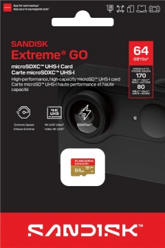 Карта пам'яті SanDisk microSD  64GB C10 UHS-I U3 A2 V30 R170/W80MB/s Extreme GO (SDSQXGN-064G-GN6MN)