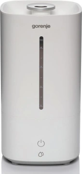 Зволожувач повітря Gorenje ультразвуковий, 20м2, 5л, 500мл/г, електр. кер-ння, верх. залив воды, авт. вимкн, білий (H45W)